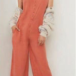 Anthropologie Saturday Sunday Llene Jumpsuit XS Coral Oversized Lagenlook Lounge Photo 0