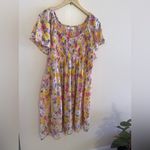 Jolie & Joy Women's Pink Yellow Flowy Ruffle Floral Smocked Mini Dress Size 2X Photo 9