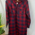 J.Crew Red & Blue Plaid Gingham Checker Long Sleeve Shirt Dress NEW XS Photo 1