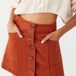 Chloe & Katie Button Down Mini Skirt Womens S Rust Brown Corduroy Retro 70s Fall Photo 0