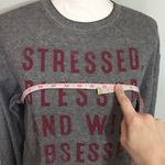 Modern Lux NWOT Gray Stressed Blessed Wine Soft Sweater Top Photo 3