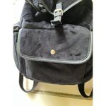 Women’s soft crushed black velvet faux leather snap button sling backpack Photo 10