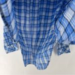 Talbots Blue Checkered Plaid Cotton Casual Ruffle Neck Long Sleeve Popover Shirt Photo 7