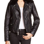 AQUA  Leather Fur‎ Moto Jacket Photo 0