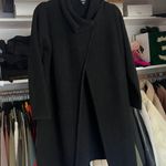 Eileen Fisher black cowl neck open front wool long sweater jacket S Photo 12