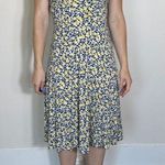 Boden USA Boden Willa Floral V-Neck Jersey Dress Blue Yellow Dots Size 4 Photo 2