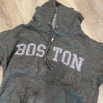 Boston travel destination graphic hoodie full zip sweatshirt gray Small Photo 2