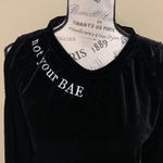 Material Girl Black Velour Cold Shoulder Top Photo 5