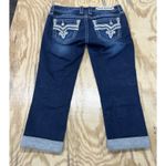 Rock Revival Betty Crop Jeans Women's Size 27 Blue Wash Denim Stretch Flaps Low Photo 2