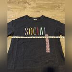 Wildfox  Statement Sweatshirt Social Embroidered NWT Womens Size S Blue Pullover Photo 6