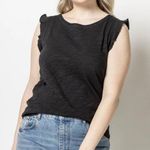 Lilla P. Cotton Ruffle Sleeve Tank Sz Small Black Photo 0