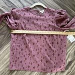 a.n.a NEW . Free Geo Rose Aztec Print Keyhole Back Puff 3/4 Sleeve Blouse S Photo 2