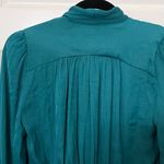 Free People  Teal Ruched Long Sleeve Blouse Size XS Photo 9