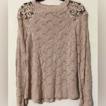 Andree by Unit  women's size small pullover tan knit sweater with lace detailing Photo 8