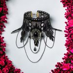 Gothic Retro Black Lace Lolita Necklace Pendant‎ Vampire Chain Lace Necklace Photo 14