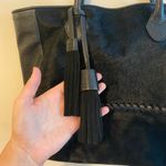 Real Italian Leather and cow hide tote. Black with tassel accents. 18 x 13" Photo 3
