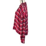 Pilcro Anthropologie X-Large Top Plaid Hi-Low Fringe Long Sleeves Hi-Low Stretch Photo 6