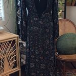 Lovestitch Dark Floral Deep V High Low Empire Babydoll Waist Midi Maxi Dress Photo 1