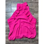 NY & Company Pink‎ Ruffle Sleeveless High Neck Blouse Black Butterflies L Petite Pink Size undefined Photo 5