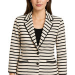 A.v.v. Standard Michel Clan Knit Blazer Jacket Small Black Striped Career Luxury Photo 0