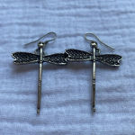 Dragonfly Earrings Dangle Dragonflies Nature Bohemian Jewelry Sterling‎ Silver Gray Photo 4
