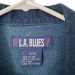L.A. Blues  Vintage Double Breasted Denim Jean Pea Coat Jacket size 14-16 XL Gold Photo 1