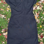 Peruvian Connection  Black V-Neck Short Sleeve Structured Ponte Midi‎ Dress M Photo 0