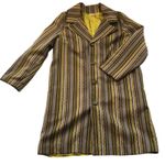 Vintage Jill Houser Green White Striped Trench Coat Size M Photo 7