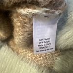 SO  Fuzzy Cropped Flower Print Sweater Aqua Brown M Photo 4