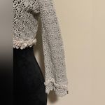 EXPRESS EUC  Silver and Cream Open Knit Crochet Cardigan size small Photo 4
