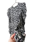 Joie  Black White Printed Silk Long Sleeve Hourglass Celyn Floral Dress Size 8 Photo 5