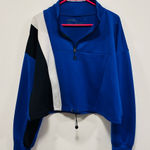 Sports Illustrated Blue and Black Colorblock Cropped Sweatshirt size XL Photo 0