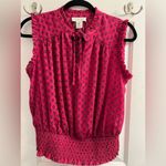 Rachel Zoe  Designer Pink Print Pleated Sleeveless Blouse Sz M Photo 3