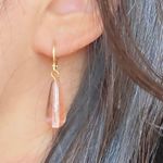 Handmade light pink Czech glass teardrop simple minimalist dangle earrings🩷 Photo 8