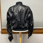 DKNY NWT Black Nylon Zip Up Cropped Cinched Long Sleeve Bomber Jacket Medium Photo 4