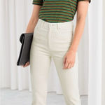 & Other Stories NWT & OTHER STORIES Ivory Corduroy High Waist Skinnies Size 6 Photo 0