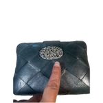 Brighton Hard Case Clutch Handbag Evening Purse Dark Gray Rhinestones Magnetic Photo 6