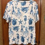 Blue and White Sea Life Print T Photo 2