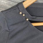 Ivanka Trump  Black Cutout Neck Silver Metallic Ball Trim Knit Top M NEW Photo 3