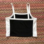WHITE & BLACK RIBBED COLOR BLOCK CROP CAMI Photo 1