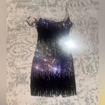 B Darlin Ombre Purple Black Sequin Mini Dress Size 1/2 Bodycon Sparkly Glam Photo 3