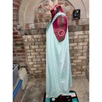 satin nightgown floral quilted collar aqua pink collar Blue Photo 5