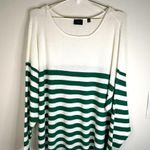 Cyrus  Women’s 3X Striped Sweater White Green Loose Knit Lightweight Oversized Photo 1