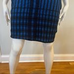 Andrew Marc  Checkered Knee Length Dress in Black and Blue Photo 1