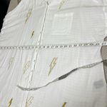 Torrid  Button Up Shirt Size 3x White Gold Lightning Bolt Embroidered tab sleeves Photo 2