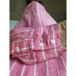 NYDJ  Shirt Women‎ Small Pink And White Striped Collared Linen Pullover Photo 6