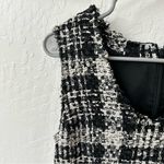 Theory  Sculpted Tweed Black Cream White Sleeveless Lined Zip Closure Blouse S Photo 3