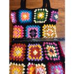 GRANNY SQUARES CROCHET KNIT ROMPER Black Size M Photo 4