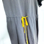 Polagram  | Charcoal Gray Yellow Striped Shirt Dress Tie Waist | Size Small Photo 2