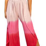 White Birch  Wide Leg Side Slit Ombre Pants Red Pink 100% rayon 1X Photo 0
